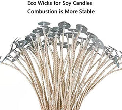 RKPM HOMES Cotton Floral Candle Wick I for Soy Candles I with Metal Sustainer Tabs I Low Smoke Pre-Waxed for Candle Making I Homemade DIY Candle Making Decorating Art I Candle Accessory Pack Of 100 ( Brown)
