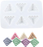 RKPM HOMES Bubble Pyramid Candle Mold I 3D Round Fondant Boho Style Silicone Wax Mould I Succulent Molds for DIY Handmade Aromatherapy, Ornament, Cake Décor, Soap Resin Art Craft Making – 6 Cavity