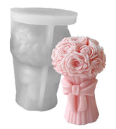 RKPM HOMES Rose Bouquet Candle Mold I 3D Flower Basket Pillar Silicone Epoxy Mould I Special for Valentine's Day I for DIY Handmade Ornament Aromatherapy Soap Resin Art Craft Home Party Décor (Bow)