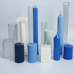 RKPM HOMES Polo Striped Pillar Candle Mold I Long Rod Cylinder Acrylic Candlestick Wax Mould I for DIY Handmade Cake Décor, Aromatherapy, Candles Making Home Wedding Party Decoration (5 X 15 CM)