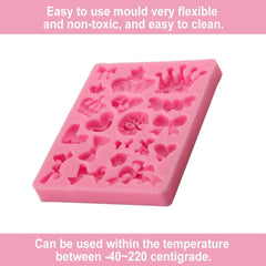 RKPM HOMES Crown Fondant Silicone Molds Princess Crown Fondant Cake Molds Crown Heart Mold For Sugar Chocolate Mold Wedding Cake Decoration Tools (1 Mold Mix Crown Bow Silicone),9.2X7.5X1 Cm