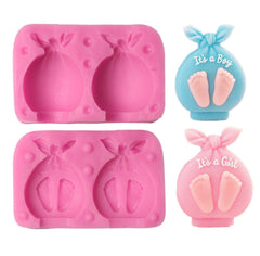 RKPM HOMES Baby Shower Chocolate Mould I 3D Fondant It's Boy & Girl Baby Feet Print Shape Silicone Candy Mould I for DIY Handmade Cake Décor Jelly Dessert Pastry Polymer Soap Resin Cupcake Decoration