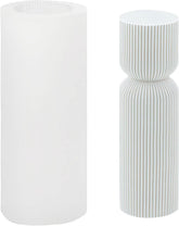 RKPM HOMES Striped Aesthetic Candle Molds I 3D Cylindrical Tall Pillar Round Shape 2 High Geometric Silicone Wax Mould I for DIY Handmade Cake Décor, Aromatherapy, Soap, Resin Art Craft Making