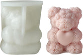 RKPM HOMES Rose Bear Shape Candle Mold I 3D Teddy Bear with Heart Silicone Epoxy Casting Mould I for DIY Handmade Ornament, Cake Décor, Aromatherapy, Soap, Resin Art Craft Making Home Décor (Small)