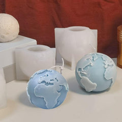 RKPM HOMES Globe Candle Mold I 3D Earth Round Shape Casting Silicone Cement Mould I Succulent Concrete Molds for DIY Handmade Desktop Ornaments Aromatherapy Plaster Resin Art Craft Making Home Décor