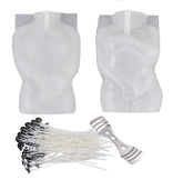 RKPM HOMES Candle Molds with 50 Candle Wicks & Holder I Body Shape 3D Silicone Wax Mould I for Handmade Aromatherapy Plaster, Soap, Clay, Resin Casting, Art Craft Making (Muscle Man with Female)