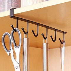 RKPM HOMES Mug Cups Wine Glasses Storage Hooks Kitchen Utensil Ties Belts and Scarf Hanging Hook Rack Holder Under Cabinet Closet without Drilling - Black (Accessory are Not Include)