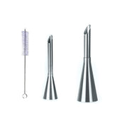 RKPM HOMES Cream Icing Piping Nozzle Tip with Brush | Stainless Steel Nozzle Tips | for Pasty, Puff, Cream Roll, Dessert, Doughnut, Cupcake | Cream Puff Decor Bake Ware Tip - Set of 3 Pcs