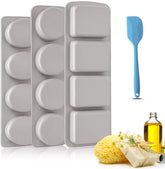 RKPM HOMES Soaps Molds with Spatula | Oval Round Rectangle Shape Mould | Silicon Handmade Soap Making Forms | Non-Stick Heat Resistant | for Cake Chocolate Candy Ice Jelly Brownie Dessert - 4 Pcs