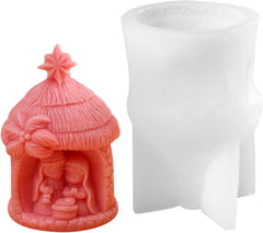 RKPM HOMES Jesus Candle Mold I Nativity Scene House & Family Silicone Scented Wax Mould I Succulent Molds for Handmade Ornament Aromatherapy Soap, Clay, Resin Epoxy Casting, Art Craft Making (Style 1)