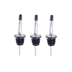 RKPM HOMES™ Stainless Steel Classic Bottle Pourers Tapered Spout - Oil Spout for Olive Oil Pour Set Bottle Spout and Wine Pour Liquor Pourers with Rubber Dust Caps Covers - 3 Pcs
