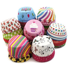 RKPM Fancy Colorful Baking Muffin Paper Cups/Liners (Single/Assorted Pack of 100 /Prints) 100 (1 Tin)