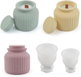 RKPM HOMES Storage Box Resin Molds I Concrete Round Stripe Silicone Casting Mould with Lid I for DIY Handmade Candles Necklace Earring Art Crafts Jewelry Ring Trinket Container Flower Pot (2 Pcs)