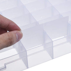 RKPM 15/24 Grid Cells Multipurpose Clear Transparent Plastic Storage Box With Removable Dividers- Combo 2 Pcs (1+1), Rectangular