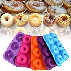 RKPM HOMES Donut Shape Mold I 3D Fondant Silicone Doughnuts Baking Tray I Muffin Cupcake Pan I Microwave or Oven Tray Safe I for Homemade DIY Biscuit, Chocolate, Muffins, Jelly, Bagels - 6 Cavity