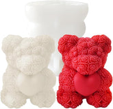 RKPM HOMES Rose Bear Shape Candle Mold I 3D Teddy Bear with Heart Silicone Epoxy Casting Mould I for DIY Handmade Ornament, Cake Décor, Aromatherapy, Soap, Resin Art Craft Making Home Décor (2 Pcs)