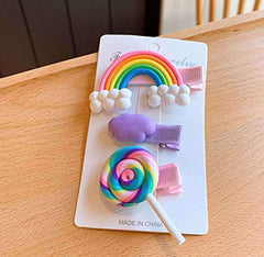 RKPM HOMES 3PCs Baby Girl Cloud Lollipop Rainbow Hair Clips Set For Girls Toddler Kids Princess Hair Pins Clips Barrettes Hair Accessories (purple)
