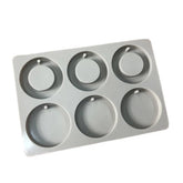 RKPM HOMES Aromatherapy Wax Mold I Silicone Fondant Mould with Hanging Hole I Dried Flowers Resin Soap Clay Craft Jewelry Making Molds DIY Pendant Bookmark Necklace I Grey - 6 Cavity (Round Large)