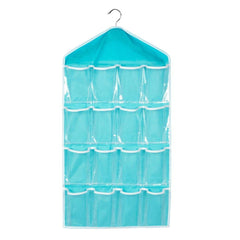 RKPM 16 Compartment Wardrobe Undergarments, Bra, Socks, Baby Booties and More things Hanging Bag Storage Hanging Bag Organizer - (2 Pieces Blue)