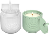 RKPM HOMES Candles Holders Resin Mold I Striped Round Shape Concrete Silicone Epoxy Casting Jar Mould with Lid I for DIY Handmade Necklace Art Crafts Jewelry Storage Box Ring Trinket Container (Curve)