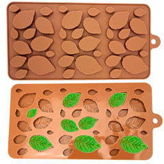 RKPM HOMES Chocolate Mould I 3D Fondant Leaves Shape Silicone Baking Tray I for Handmade DIY Jelly Cakes Dessert Candy Pastry Muffin Soap Resin Cupcake Decoration – Random Colour, 36 Cavity (Leaf)