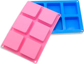 RKPM HOMES Square Shape Soap Molds I 3D Fondant Silicone Wax Tray I Handmade Sharp Soap Making Forms I Mould for Lotion Bar Cake Chocolate Candy Ice DIY Candle Resin Art Craft I 6 Cavity – Set of 1