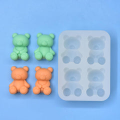 RKPM HOMES Teddy Bear Shape Chocolate Mold I 3D Fondant Bears Silicone Epoxy Cupcake Mold I for DIY Handmade Cake Décor Candy Ice Cube Polymer Clay Gummy Muffin Soap Resin Candle Making – 4 Cavity