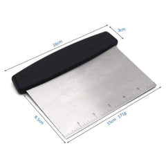 RKPM Bench Scraper Chopper Stainless Steel Non Sleep Kitchen Food Scraper Icing Smoother Blade with Measuring Scale for Dough, Cake, Pizza (S Steel Square)