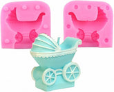 RKPM HOMES Baby Stroller Chocolate Fondant Mold I 3D Baby Pram Carriage Silicone Cupcake Mould I for DIY Handmade Sugarcraft Cake Décor Polymer Clay Candy Gummy Cookies Muffin Resin Wax Making (Small)