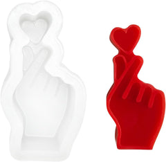 RKPM HOMES Heart on Finger Shape Candle Mold I 3D Fondant Bixin Gesture Silicone Scented Mould I for DIY Handmade Ornament Cake Décor Aromatherapy Soap Resin Art Craft Making Home Desktop Decoration
