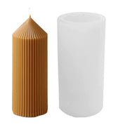RKPM HOMES Striped Pillar Aesthetic Candle Molds I 3D Cylindrical Round Shape Ribbed Twist Geometric Silicone Wax Mould I for Handmade Ornament Aromatherapy Soap, Art Craft Making (Striped Piller)