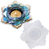 RKPM HOMES Candles Holders Resin Mold I Lotus Shape Tealight Epoxy Casting Silicone Mould I for DIY Art Craft Candlestick, Jewelry Storage Box Trinket Container Home Table Decoration – Set of 1