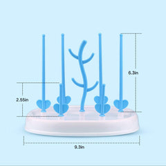 RKPM HOMES Baby Bottles Drying Rack, Holder Dryer for Infant Baby Bottles, Sippy Cups, Pacifier, Cleaning Brush (White)