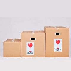 RKPM HOMES Fragile with Broken Glass Stickers I Rectangular Strong Adhesive Labels I for Shipping Moving Safe Handling Label Warning Caution Sticker I Red, White I 3X4 Inch - Pack of 200