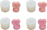 RKPM HOMES Valentine’s Day Series Candle Mold I 3D L O V E Heart Shape Rose Flower Silicone Scented Mould I for DIY Handmade Ornament Chocolate Aromatherapy Soap Resin Art Craft Home Décor (Small)
