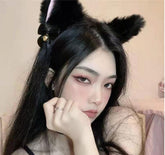 RKPM HOMES Hair Band | Handmade Fox Wolf Furry Cat Ears Headwear | Hair Hoop Clips | Halloween Cosplay Costume Party Headpiece | Hair Accessories for Women Girls Adult Kids (Black)
