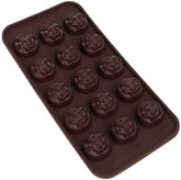 RKPM HOMES Silicone Chocolate Mold Candy Mold Jelly Ice Cube Tray Muffin Sugar Craft Fondant Mold Mould Cake Decorating Tools (Brown Silicone Rose Shape Mold)