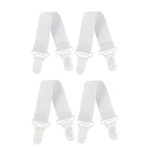 RKPM HOMES Elastic Band Clip for Bed Sheet Fasteners Suspenders - 4 Pcs White Nylon Buckle