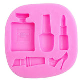 RKPM HOMES Makeup Shape Cake Mould | Dress Up Nail Polish Lipstick Perfume and High Heels Decorating Fondant Silicone Mold | 3D Clay DIY Mold Cake Decor Tools | for Chocolate Pinna Jelly Baking Soap
