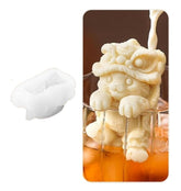 RKPM HOMES Ice Cube Mold I 3D Fondant Cute Animal Shape Stereographic Silica Gel Mould I Cup Hanging Soft Reusable Ice Maker Molds I Drink Decoration for Ice Coffee Juice Cocktail Milk Tea (Lion)