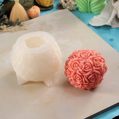 RKPM HOMES Large Rose Ball Candle Mold I 3D Fondant Flower Silicone Plaster Epoxy Mould I for DIY Handmade Chocolate, Cake Décor, Aromatherapy, Soap, Resin Art Craft Making, Home Party Decoration