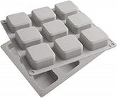 RKPM HOMES Soaps Molds | Silicone Square Shape Mould | Handmade Sharp Edges Soap Making Forms | 3D Moulds for Cake Chocolate Candy Ice Jelly Brownie Dessert | Grey - 9 Cavity