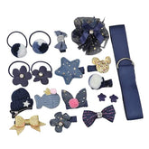 RKPM HOMES Hair Clips Set - 18 Pieces - Navy Blue - Cute Hair Bows & Barrettes - For Baby Girls & Teens - Ages 4-12