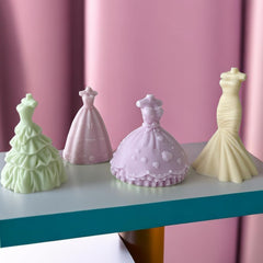 RKPM HOMES Candle Mold I 3D Women Wedding Dress Shape Silicone Scented Wax Mould I for DIY Handmade Ornament, Cake Décor, Aromatherapy, Soap, Resin Art Craft Making Wedding Party Decoration (C)