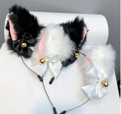 RKPM HOMES Hair Band | Handmade Fox Wolf Furry Cat Ears Headwear | Hair Hoop Clips | Halloween Cosplay Costume Party Headpiece | Hair Accessories for Women Girls Adult Kids (Black)