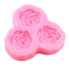 RKPM HOMES Peony Flower Shape Chocolate Mould - 3 Cavity I 3D DIY Fondant Silicone Candy Mold I Baking Tools for Cake Chocolate Candy Ice Jelly Soap I Cake Baking Moulds I Bakeware Molds