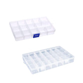 RKPM 15/24 Grid Cells Multipurpose Clear Transparent Plastic Storage Box With Removable Dividers- Combo 2 Pcs (1+1), Rectangular