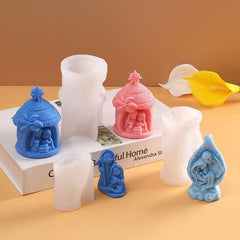RKPM HOMES Jesus Candle Mold I Nativity Scene House & Family Silicone Scented Wax Mould I Succulent Molds for Handmade Ornament Aromatherapy Soap, Clay, Resin Epoxy Casting, Art Craft Making (Style 2)