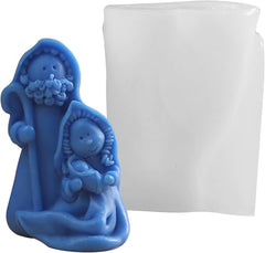 RKPM HOMES Jesus Candle Mold I Nativity Scene House & Family Silicone Scented Wax Mould I Succulent Molds for Handmade Ornament Aromatherapy Soap, Clay, Resin Epoxy Casting, Art Craft Making (Style 2)