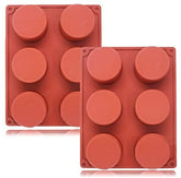 RKPM HOMES 2 Pcs Round Shape Chocolate Mould | Silicone Disc Cake Mold | Fondant Molds DIY 3D Candy Bar | Ideal for Chocolate and Cake Decoration | for Cake, Brownie Topper, Gummy & Jello - 6 Cavity